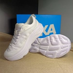 Hoka Women’s White Bondi 8 Running Shoes